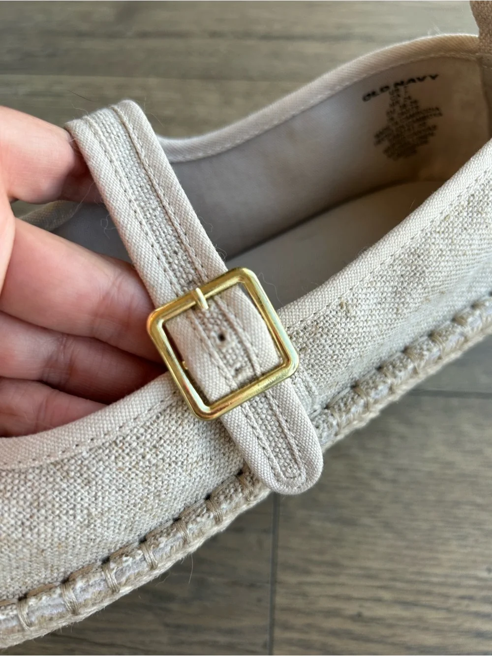 Old Navy Canvas Mary Jane Espadrille Flats with Gold Buckle